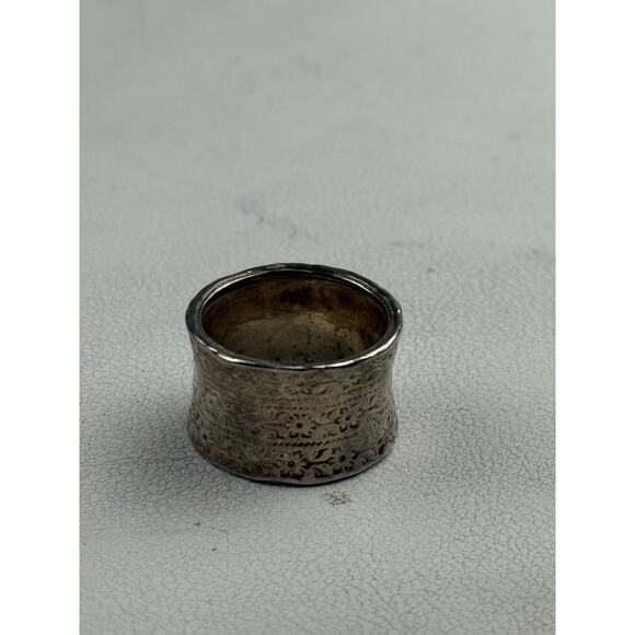 Sisae Sterling Silver Band Ring Flowers Size 6 - Picture 6 of 11